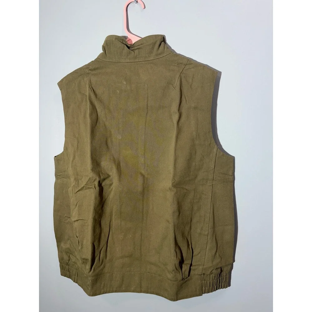 Dokotoo Womens Utility Vest Olive Green Snap Front Pocketed Sleeveless Jacket XL